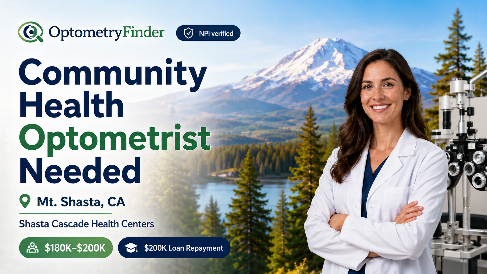Community Health Optometrist Needed in Shasta, CA with LOAN REPAYMENT